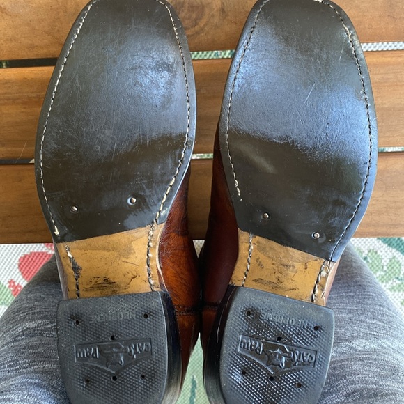 Vintage Cats Paw Leather Square Toe Cowboy Boots - Picture 8 of 11